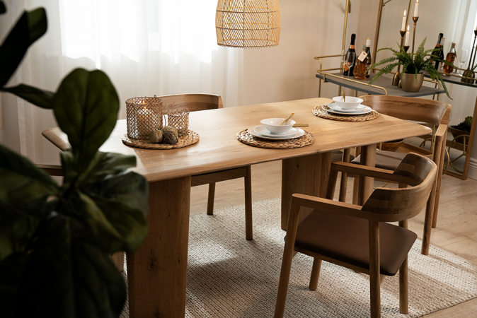 wooden dining table rounded edge dining table