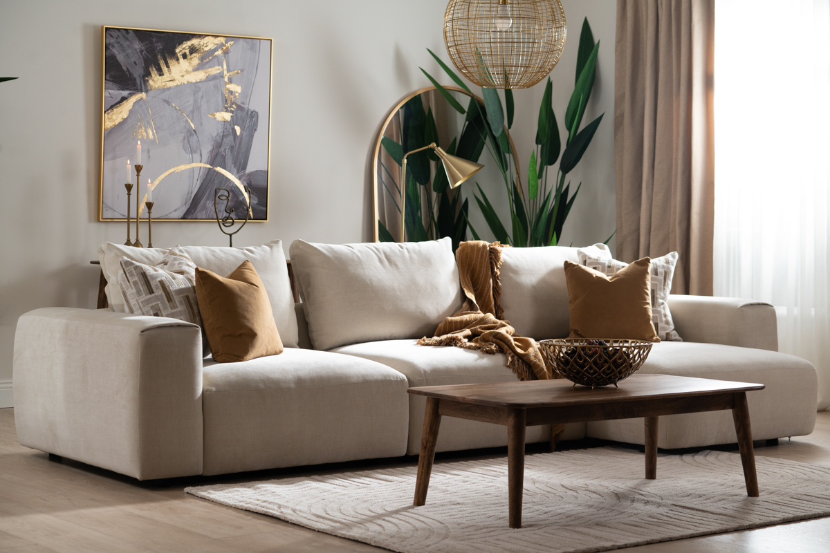 feng shui room cream corner chaise sofa