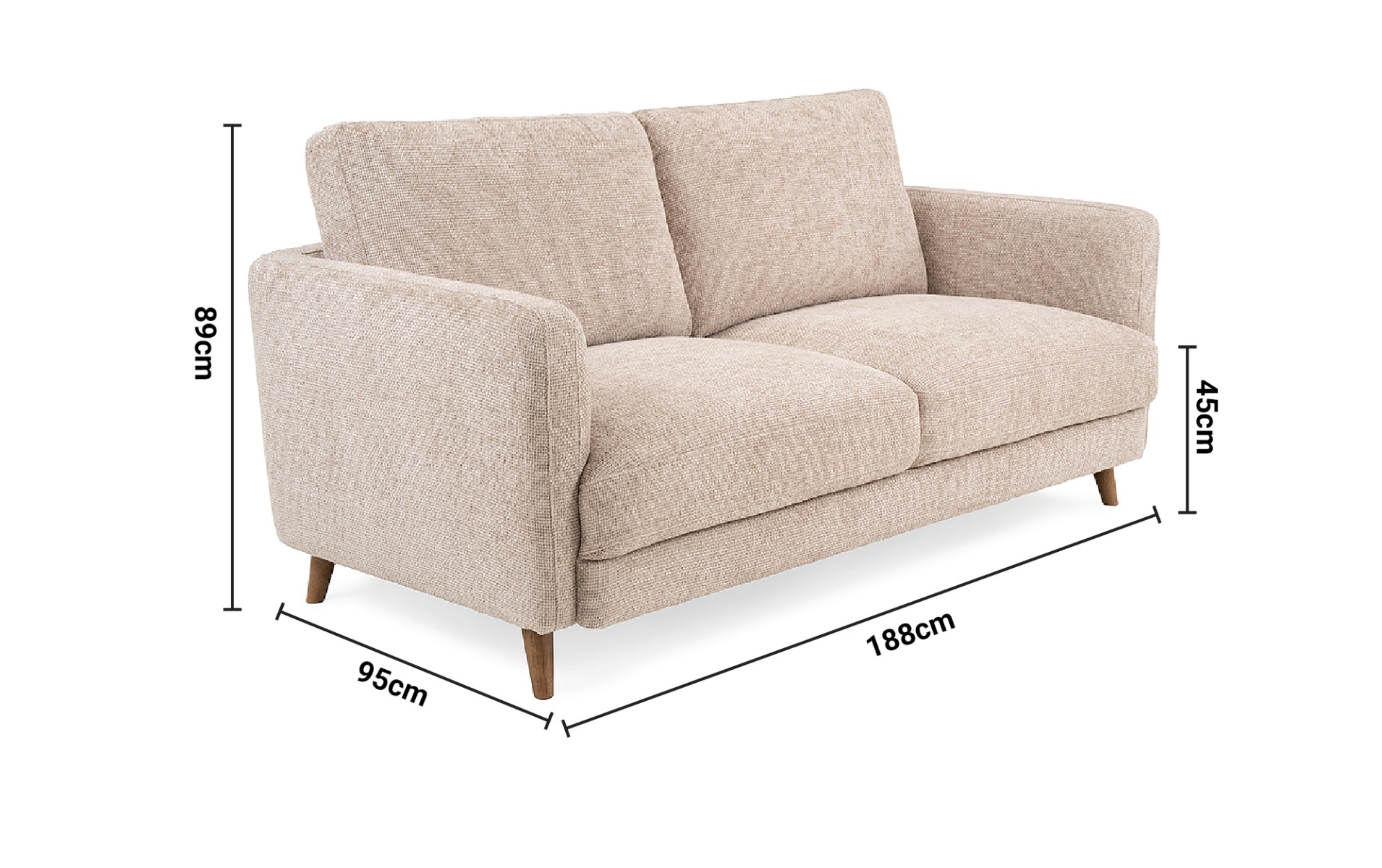 Dantes 3 Seater Sofa dimensions