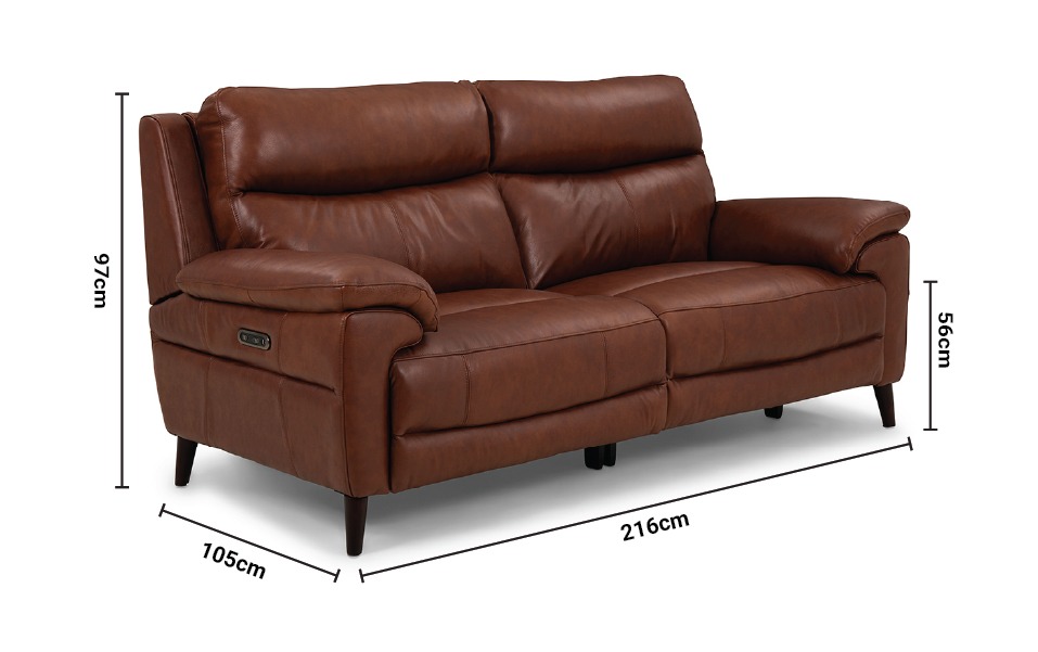 Anderson Brown Leather Electric Recliner Sofa - 3 Seater dimensions