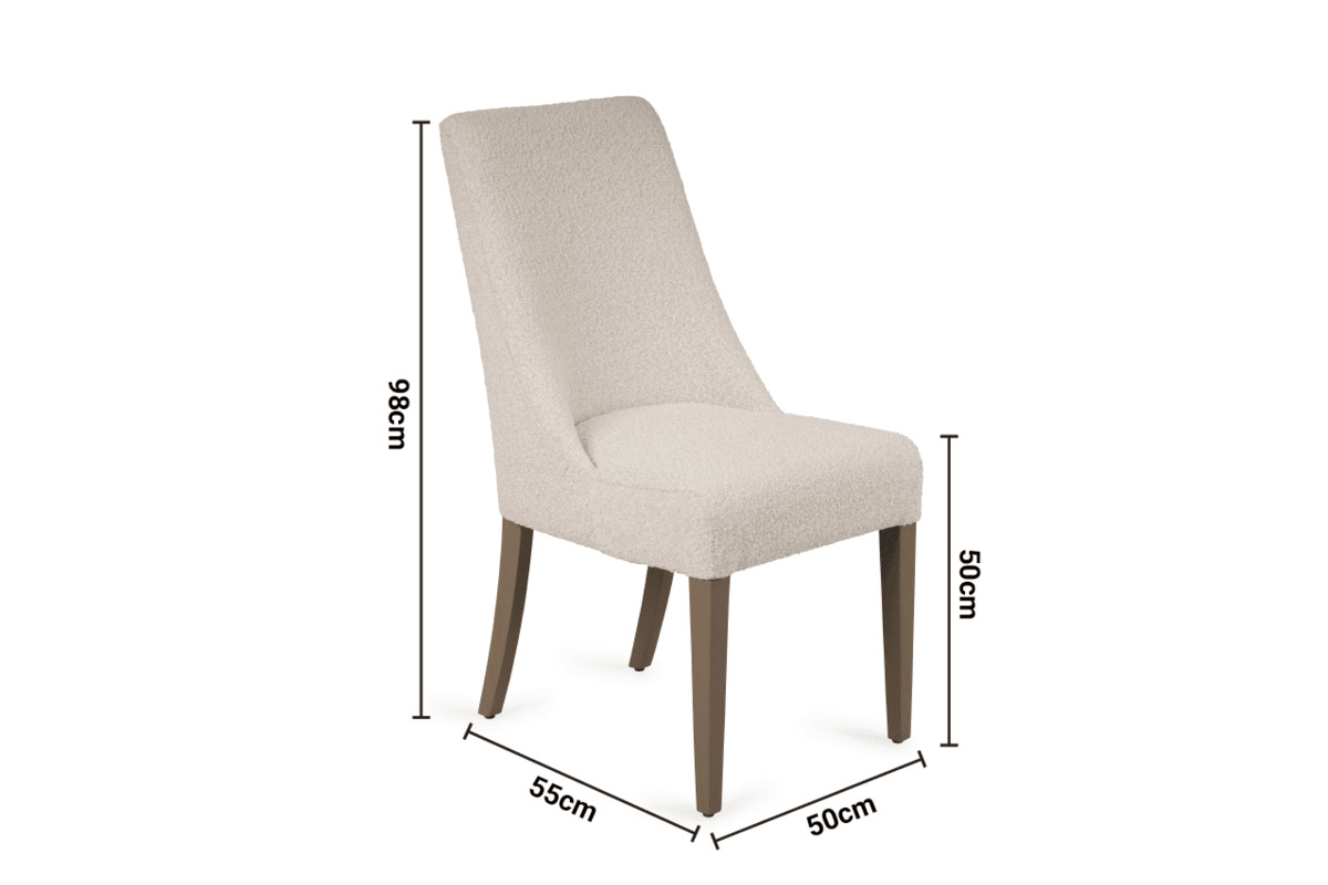 Abbie Pearl Boucle Dining Chair dimensions