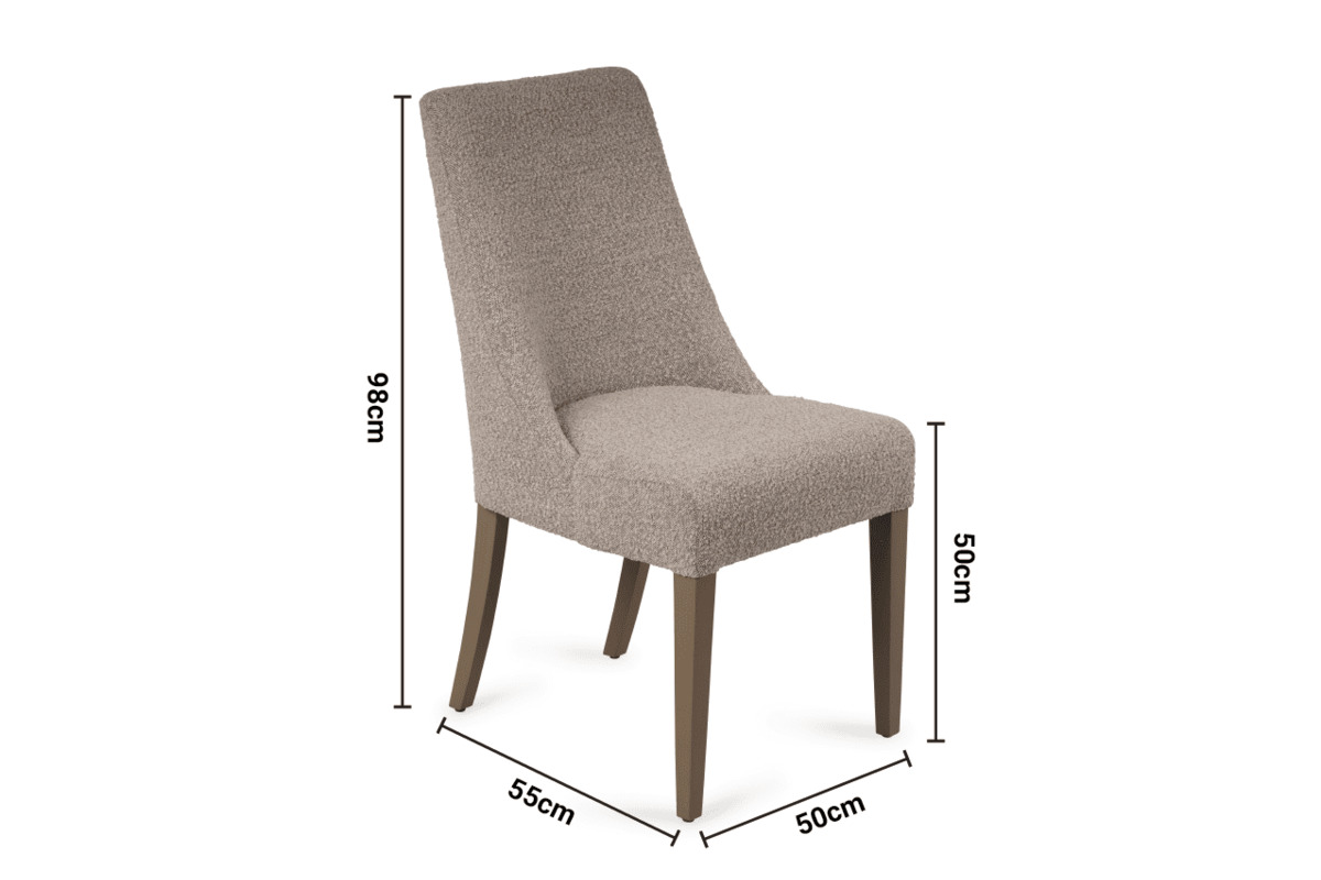 Abbie Toffee Boucle Dining Chair dimensions