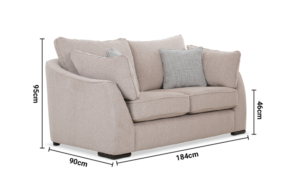 Adare Cream Fabric 2 Seater Sofa dimensions