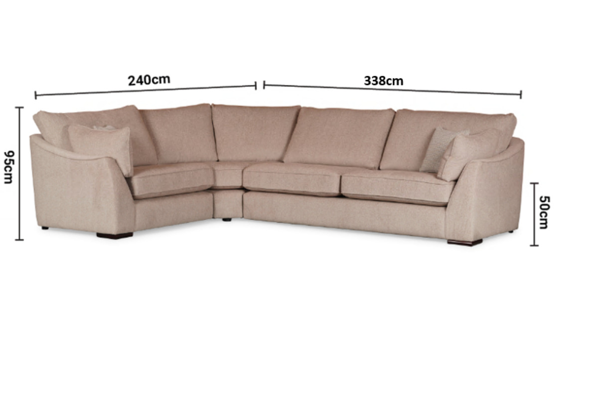 Adare Cream Fabric LHF Corner Sofa dimensions