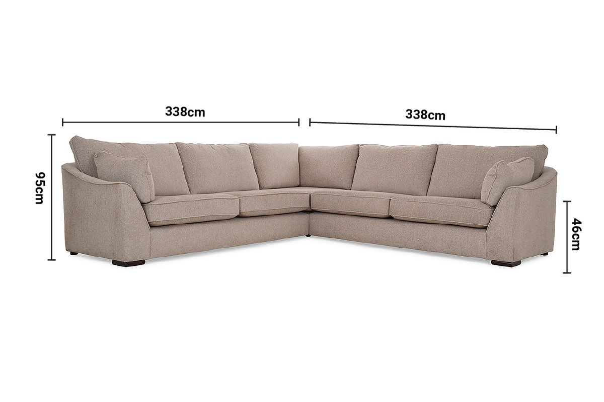 Adare Cream Fabric Universal Corner Sofa dimensions