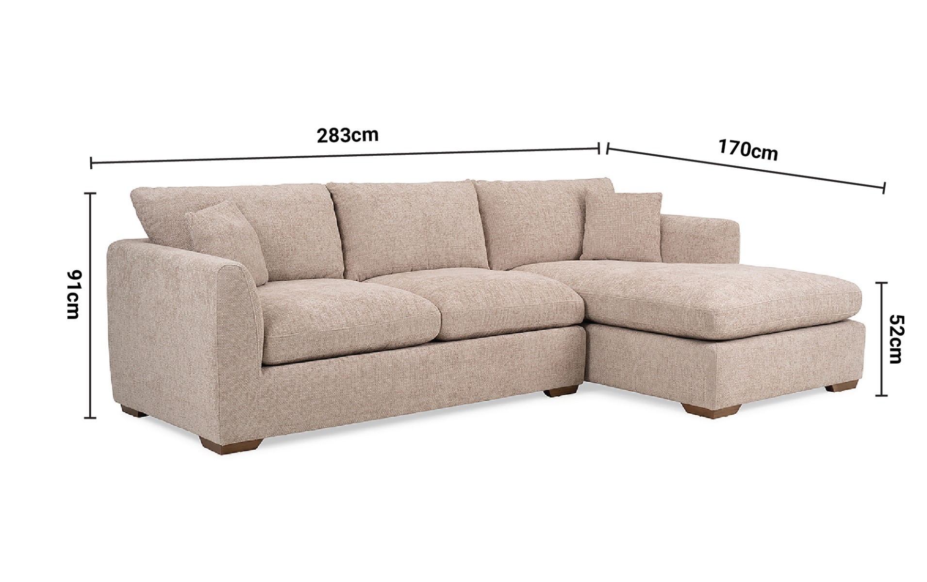 Aimee Chaise Sofa dimensions