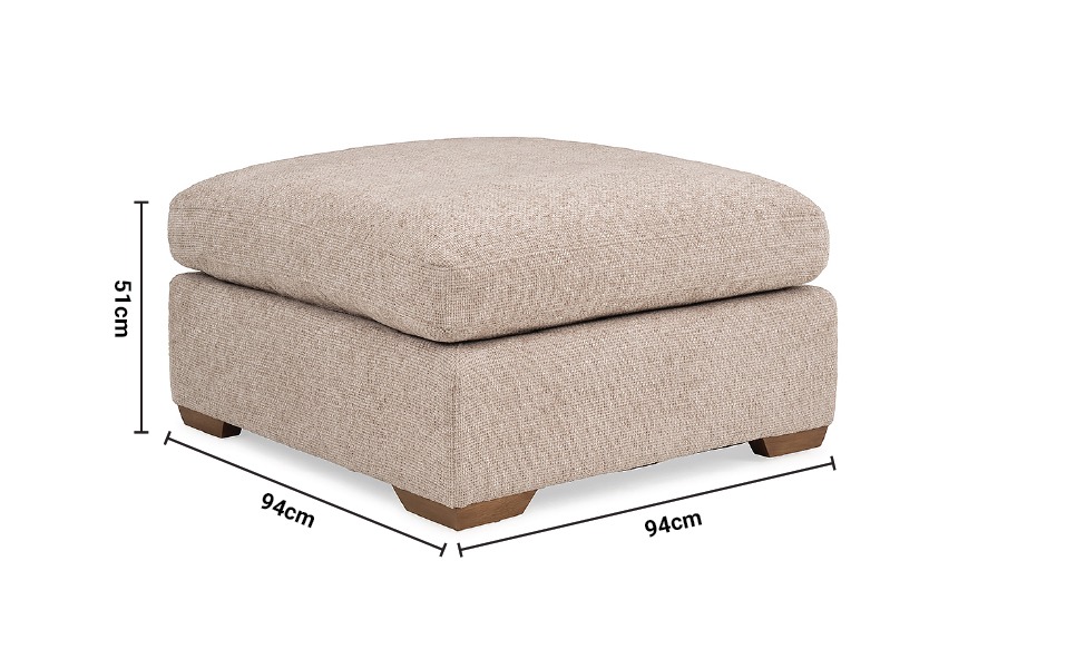Aimee Cream Fabric Footstool dimensions