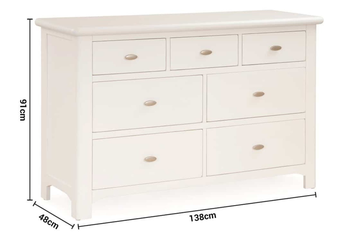 Alaska White 7 Drawers Chest dimensions