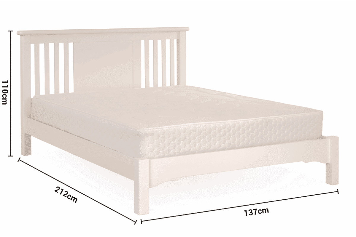Alaska White Double 4' Bed Frame dimensions