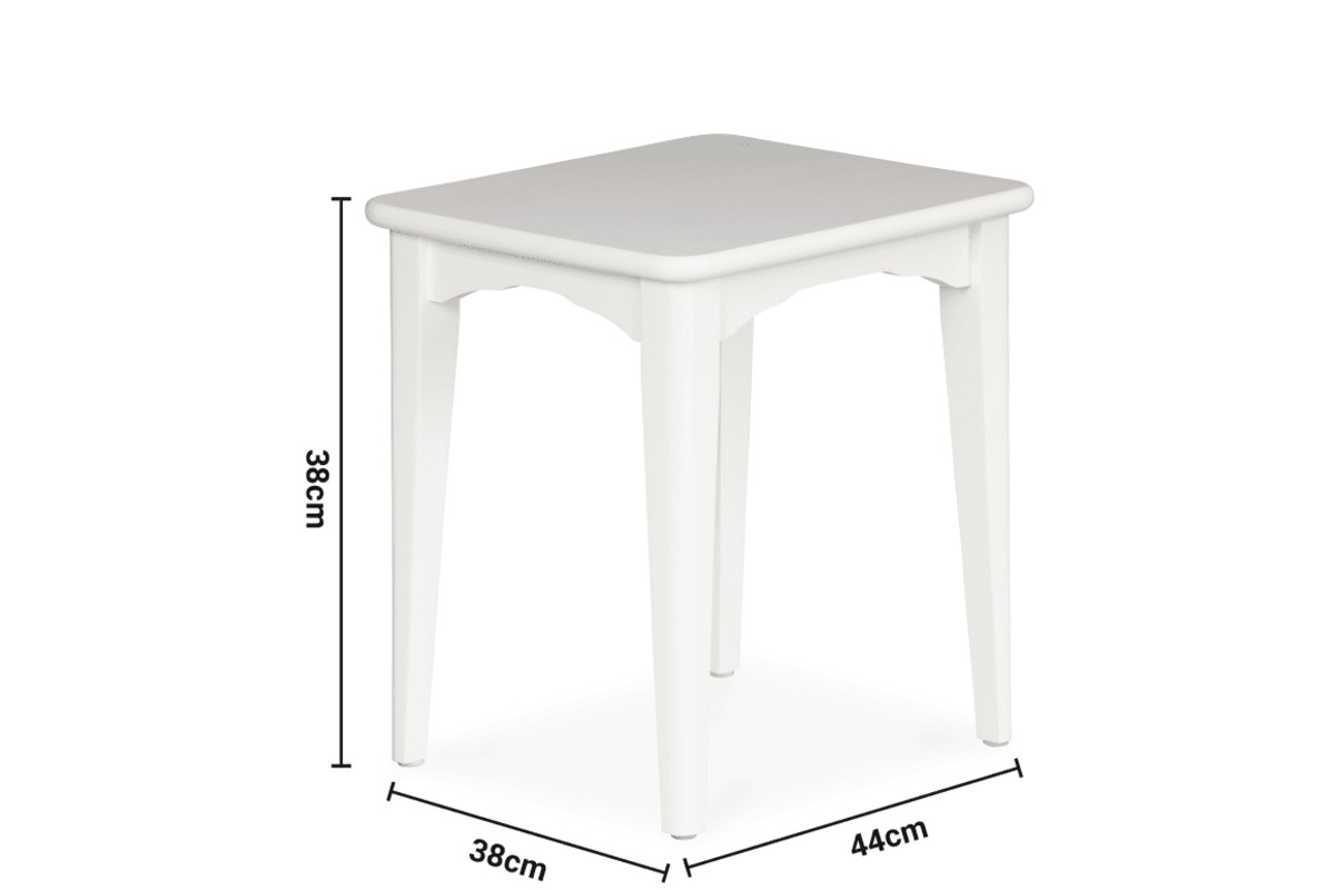 Alaska White Dressing Stool dimensions