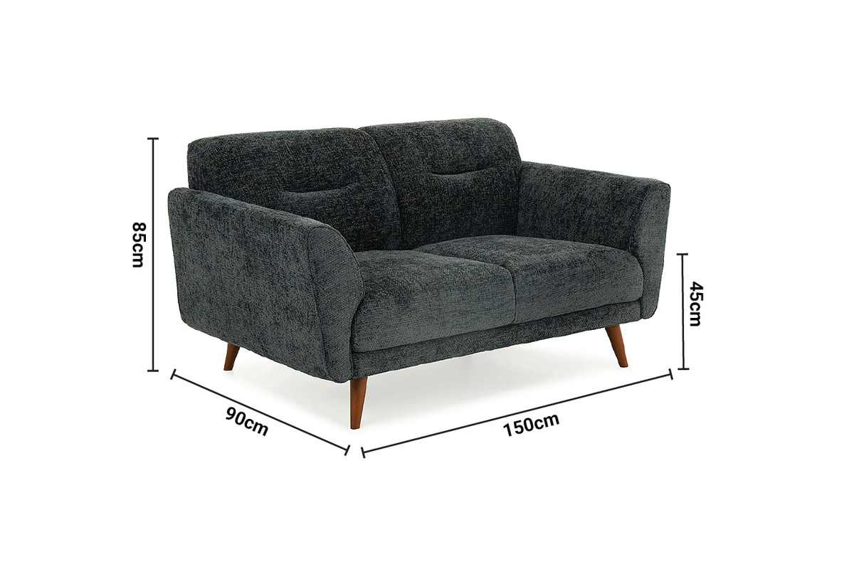 Alex Navy Fabric 2 Seater Sofa dimensions