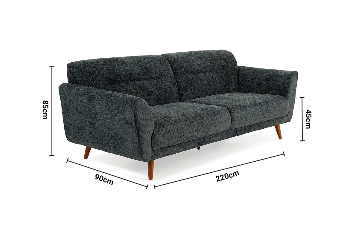Alex Navy Fabric 3 Seater Sofa dimensions