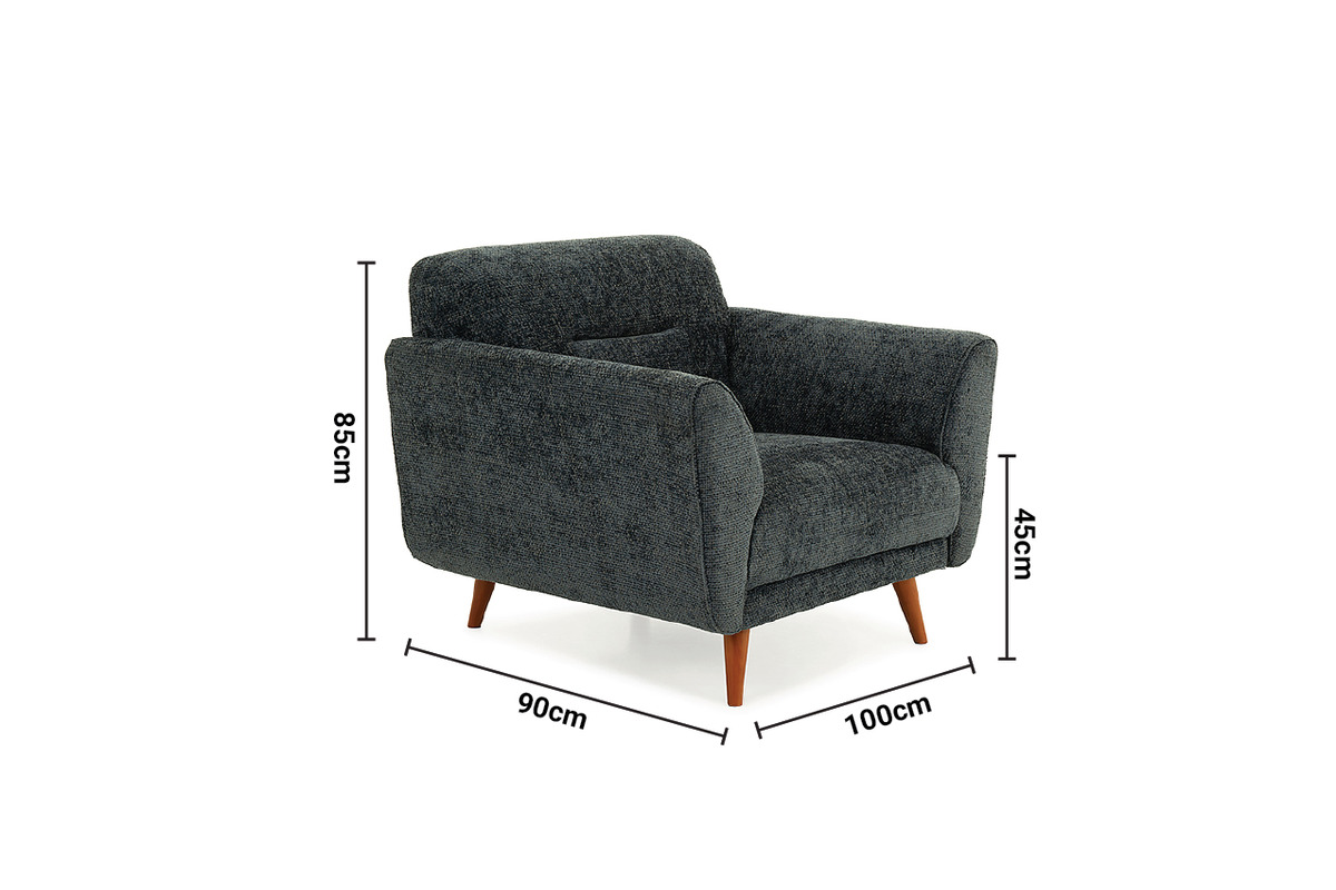 Alex Navy Fabric Armchair dimensions