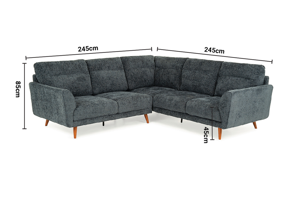 Alex Navy Fabric Corner Sofa dimensions