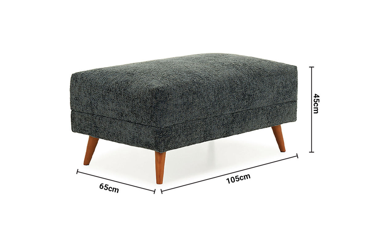 Alex Navy Fabric Footstool dimensions