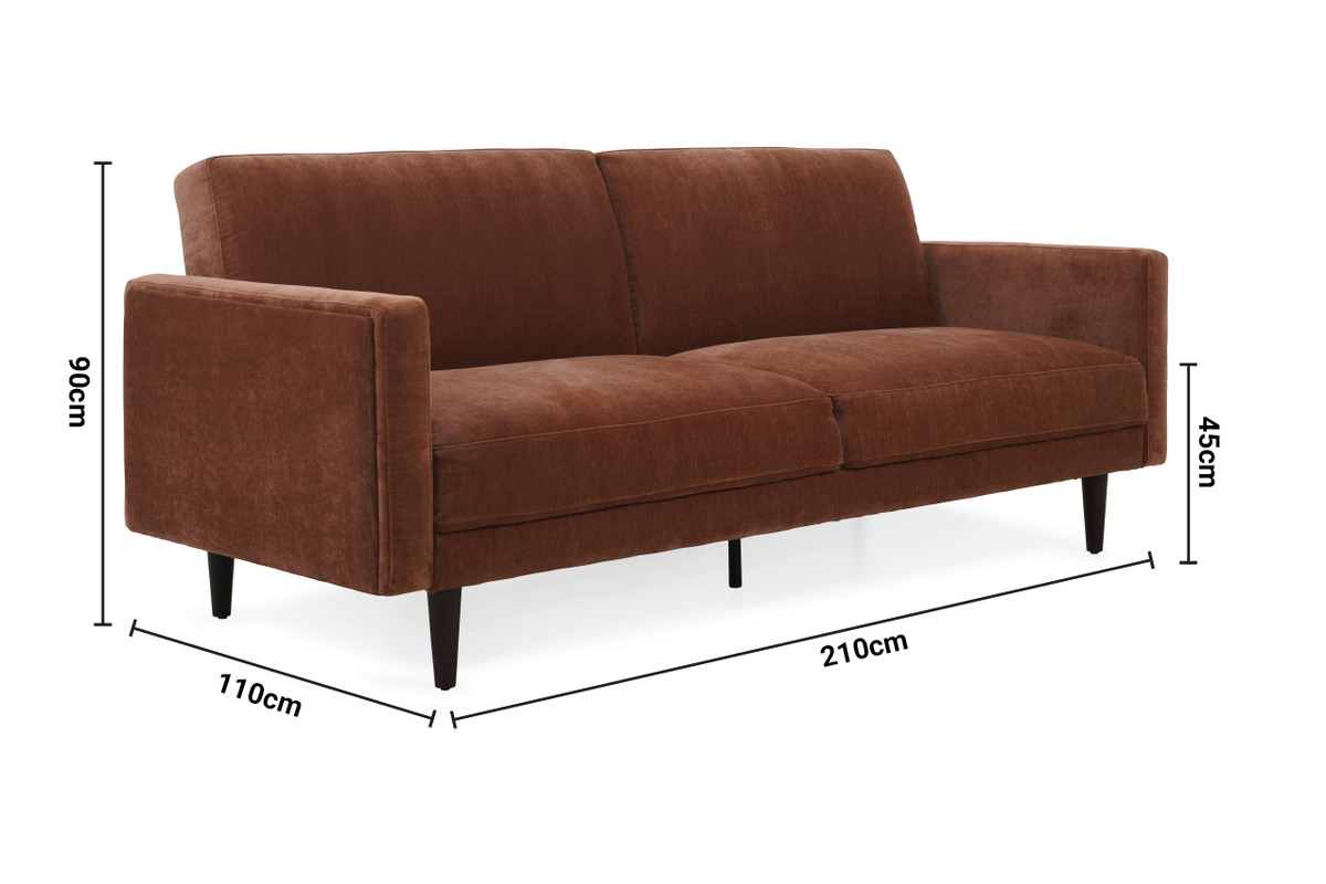 Anna Brown Fabric 3 Seater Sofa Bed dimensions