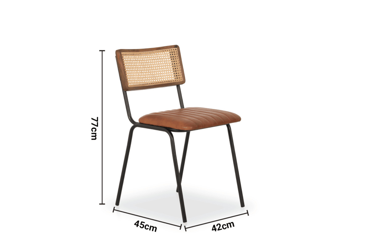 Araujo Brown Leather Dining Chair dimensions