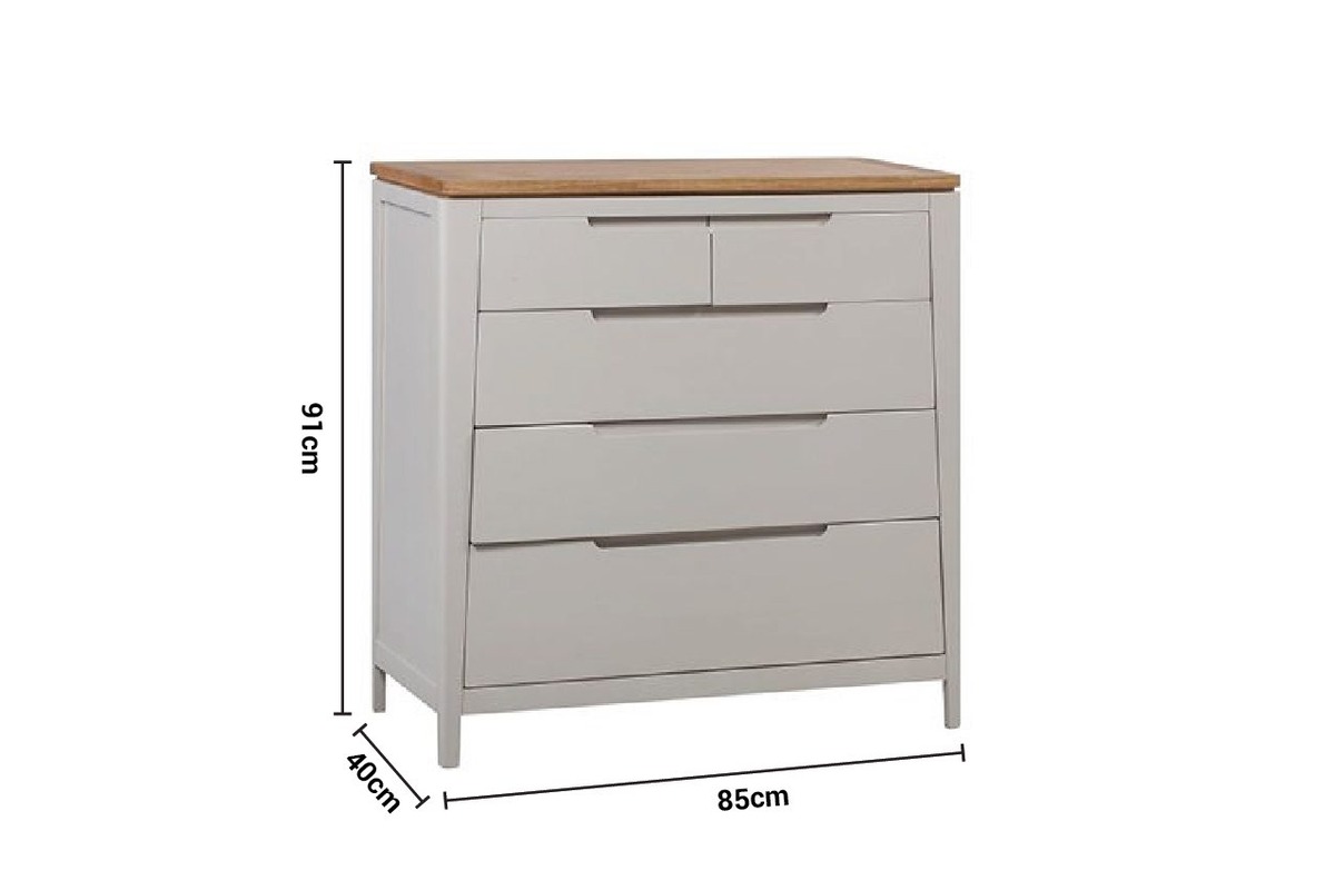 Ashby Grey 5 Drawers Chest dimensions