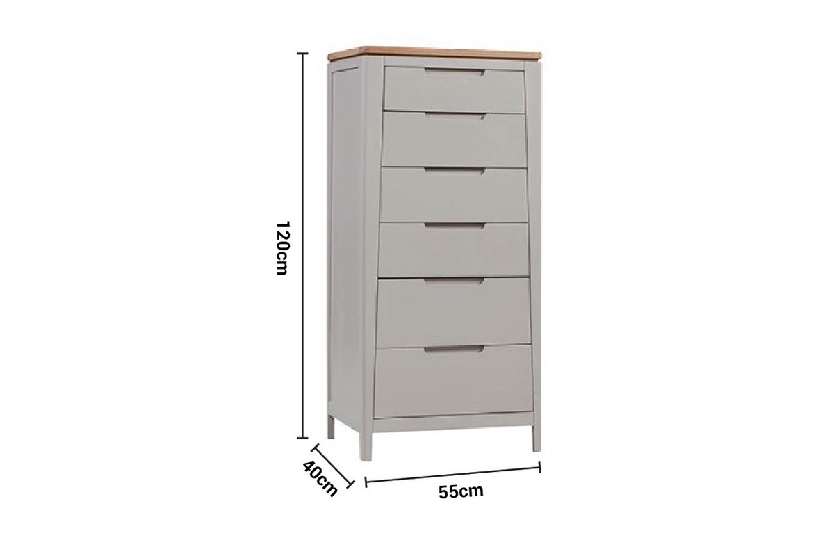 Ashby Grey 6 Drawers Chest dimensions