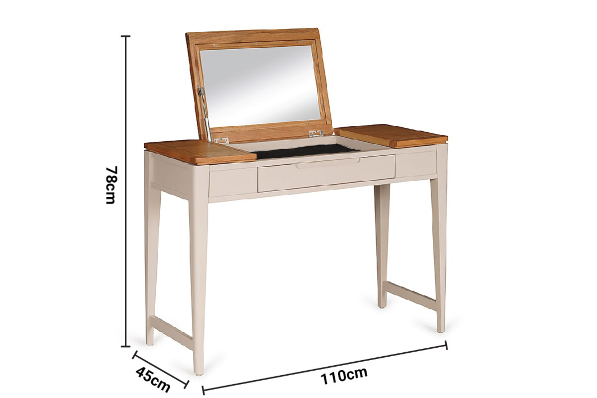 Ashby Grey Dressing Table with Mirror dimensions