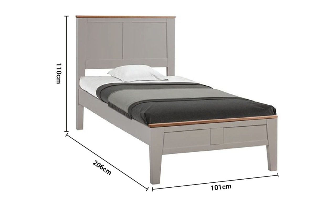 Ashby Grey Single 3' Bed Frame dimensions