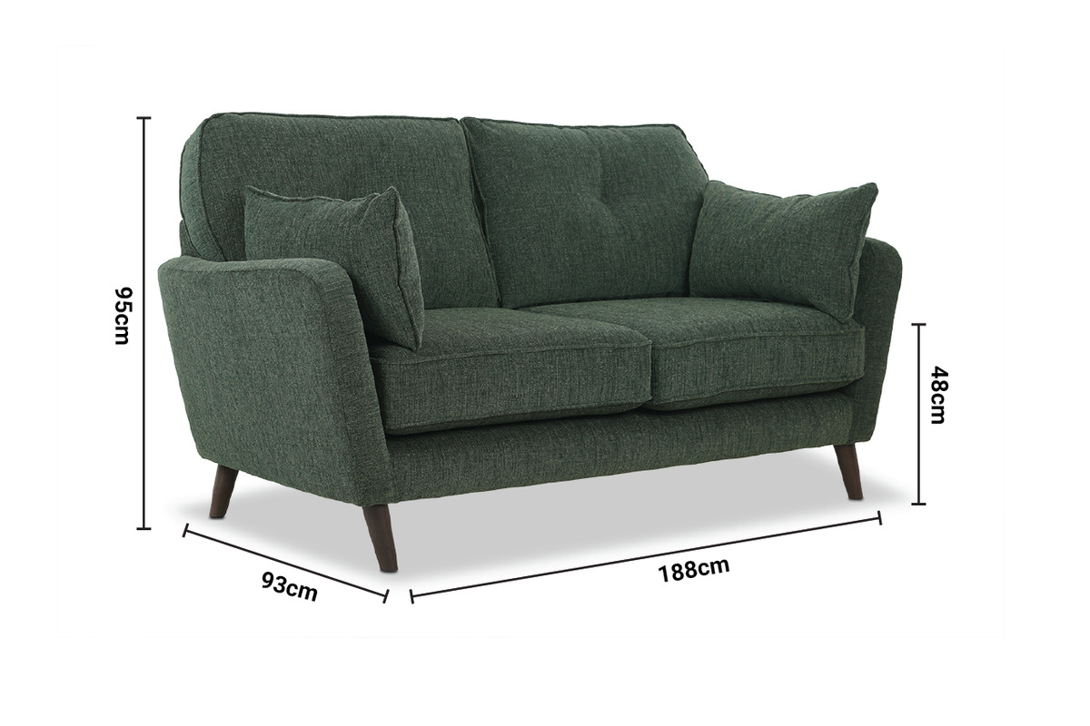 Ashford Green Fabric 2 Seater Sofa dimensions