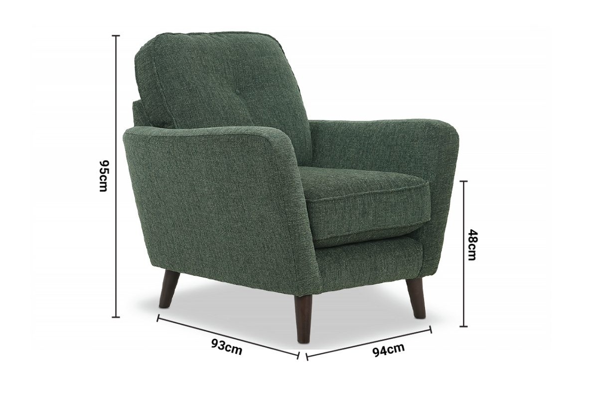 Ashford Green Fabric Armchair dimensions