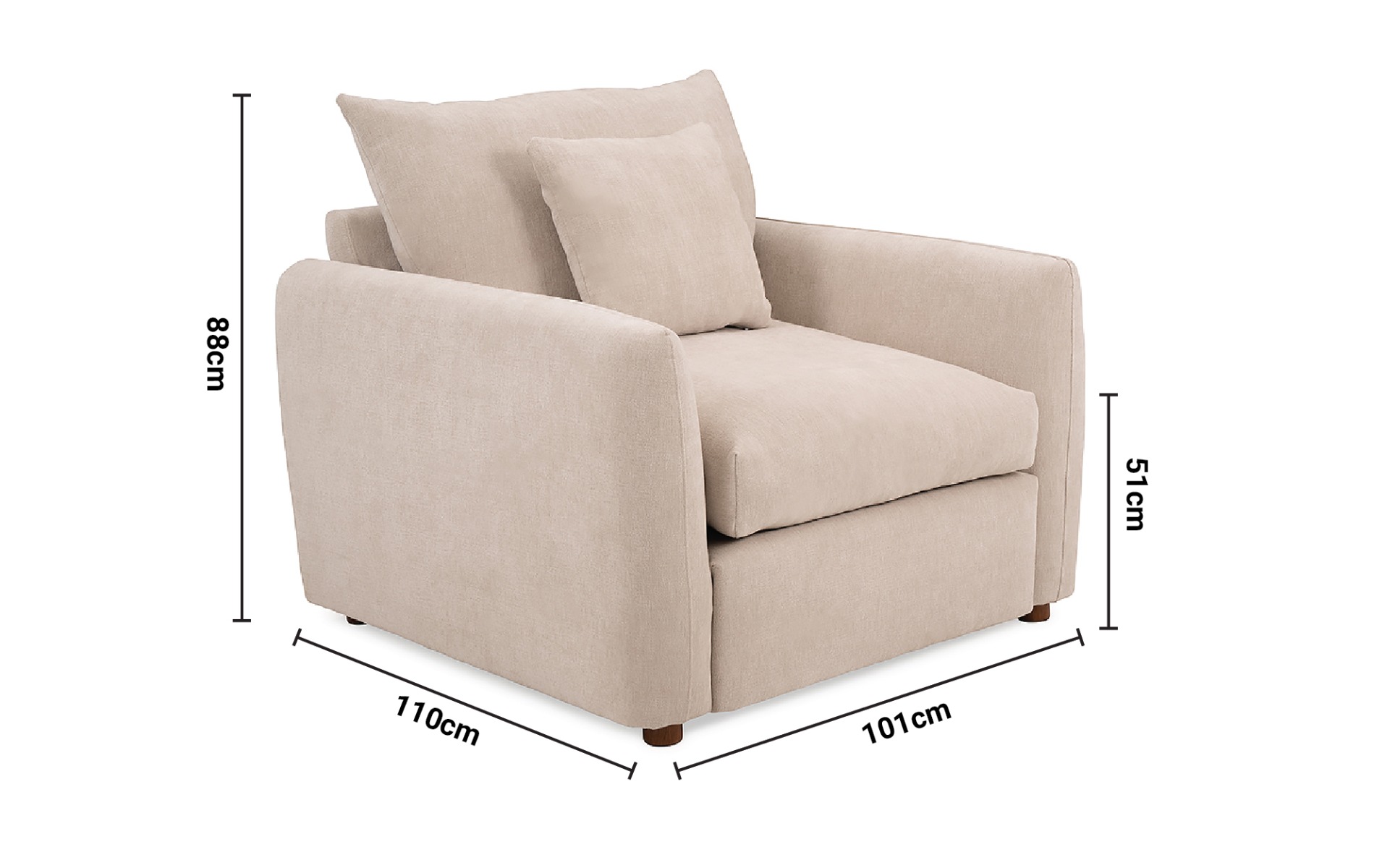 Aura Cream Fabric Armchair dimensions