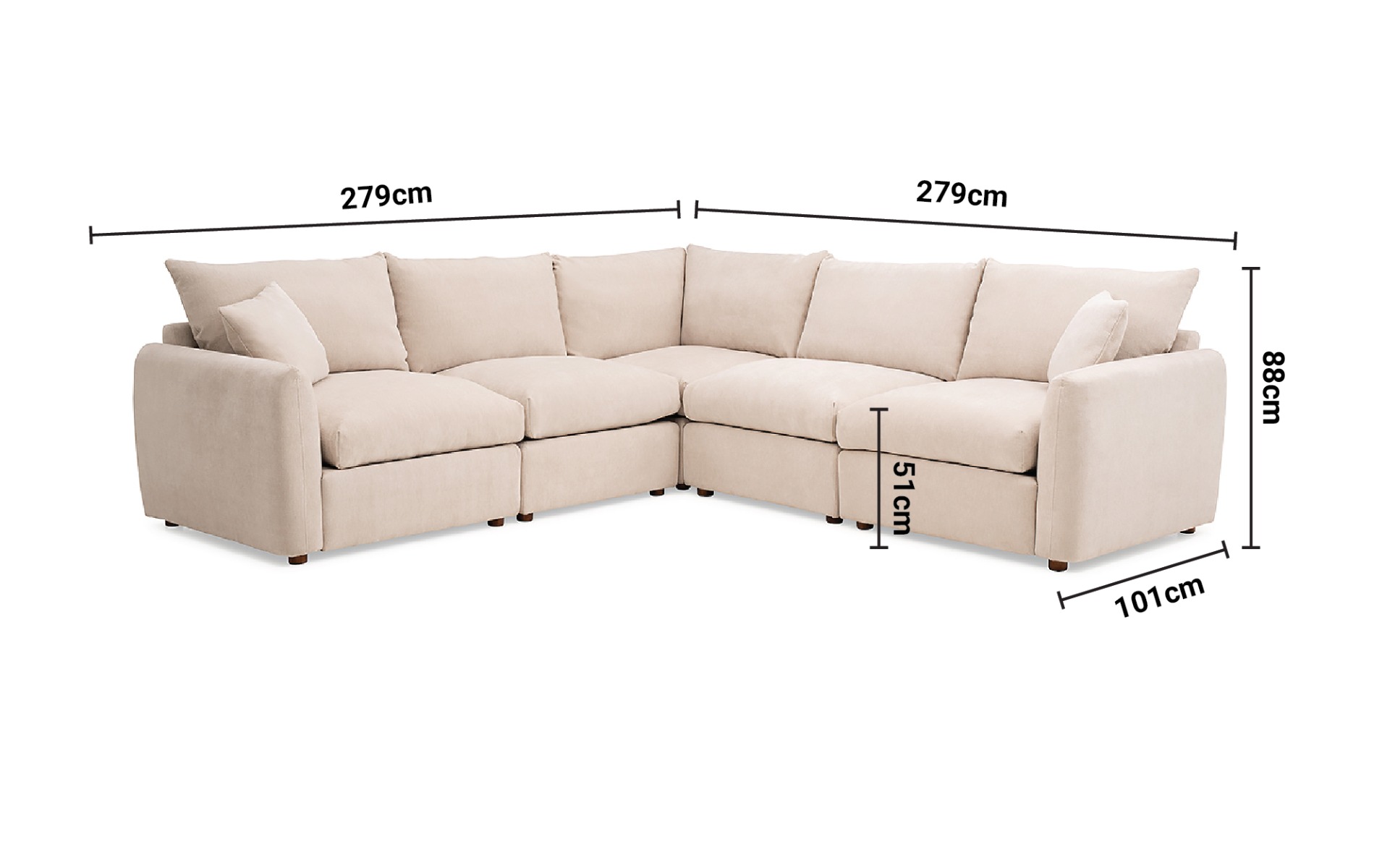 Aura Cream Fabric Universal Corner dimensions