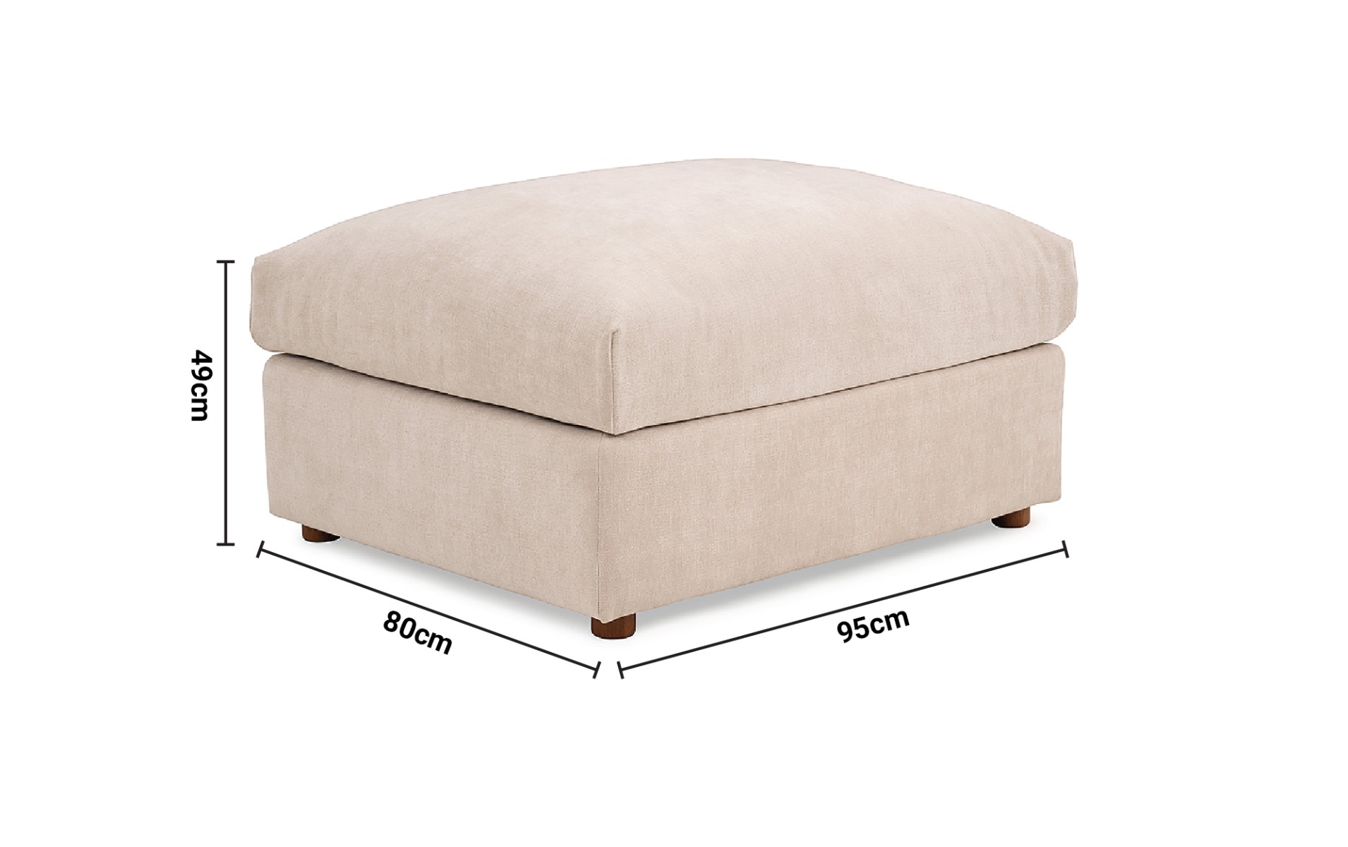 Aura Cream Fabric Footstool dimensions