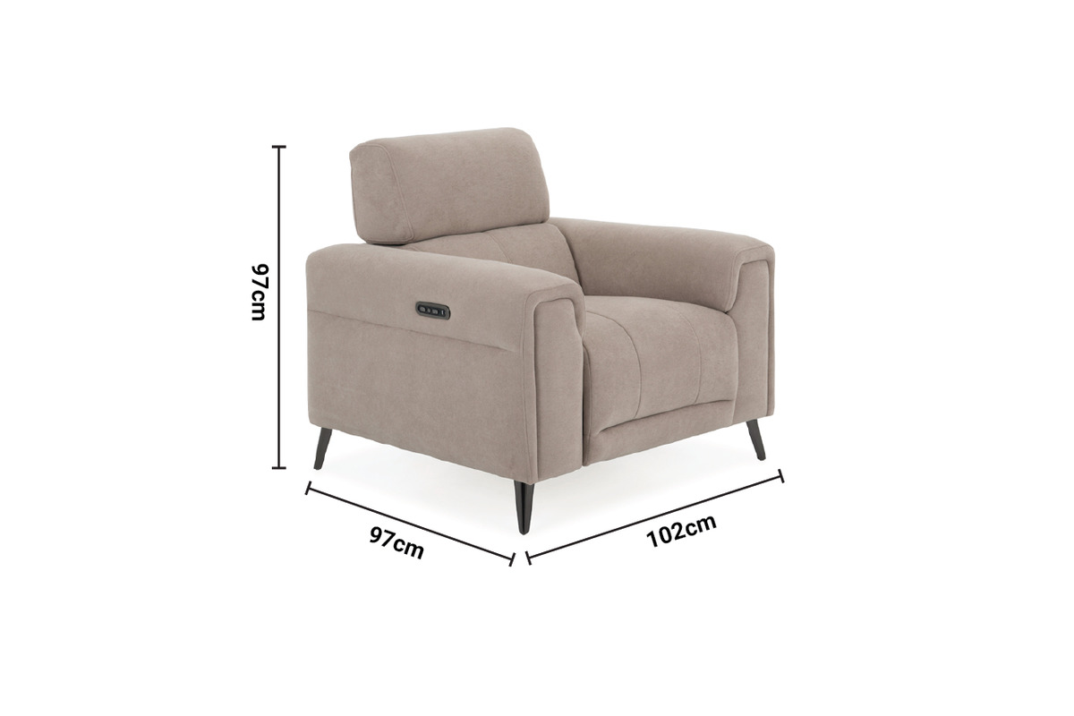 Austin Electric Recliner Armchair with Head Tilt, Bluetooth and Speakers dimensions