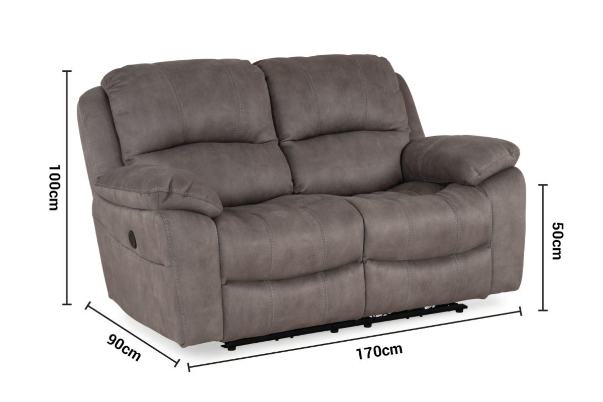 Avenue Fabric 2 Seater Electric Recliner Sofa dimensions