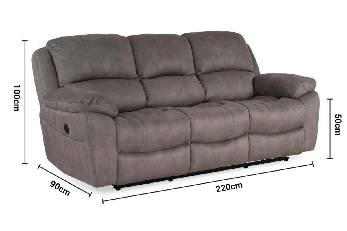 Avenue Fabric 3 Seater Electric Recliner Sofa dimensions