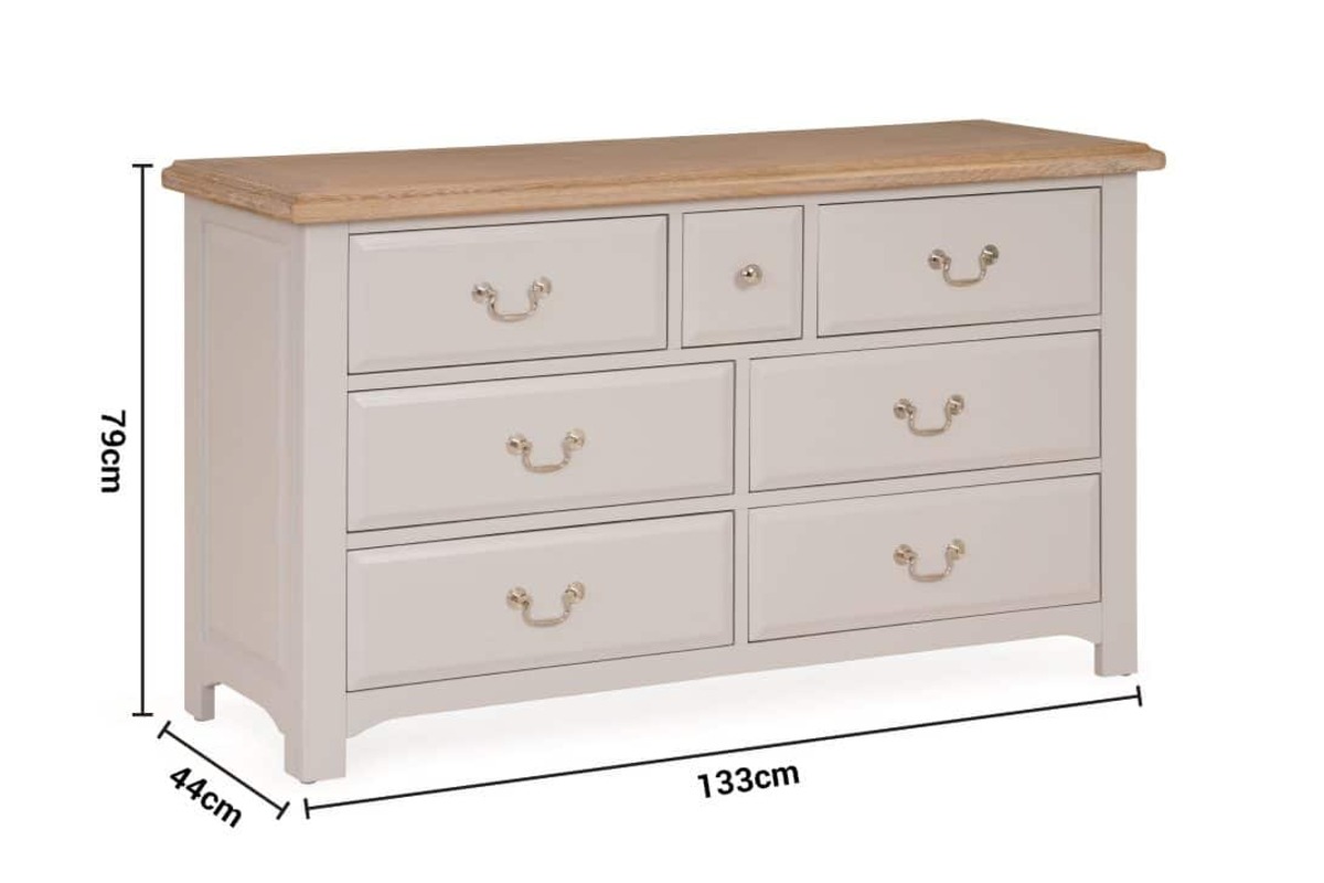 Bellevue Light Grey 7 Drawers Chest dimensions