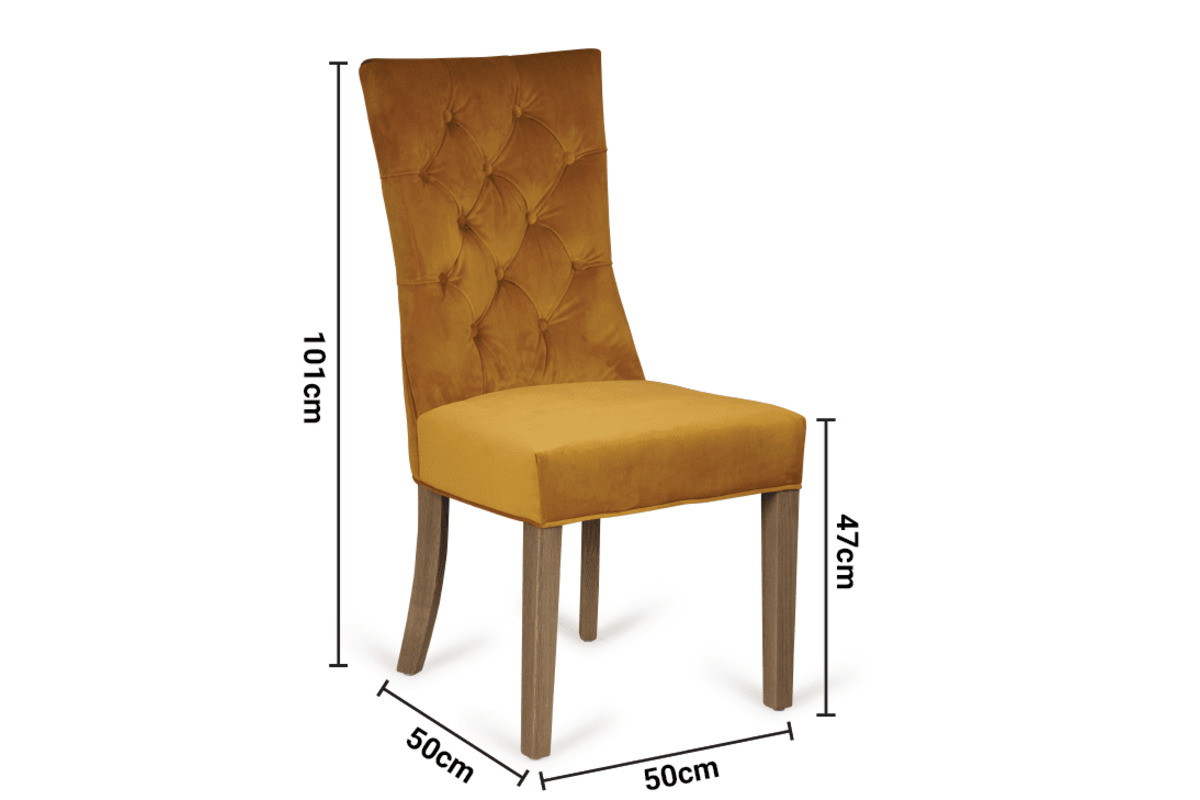 Bellini Gold Velvet Dining Chair Grey Leg dimensions