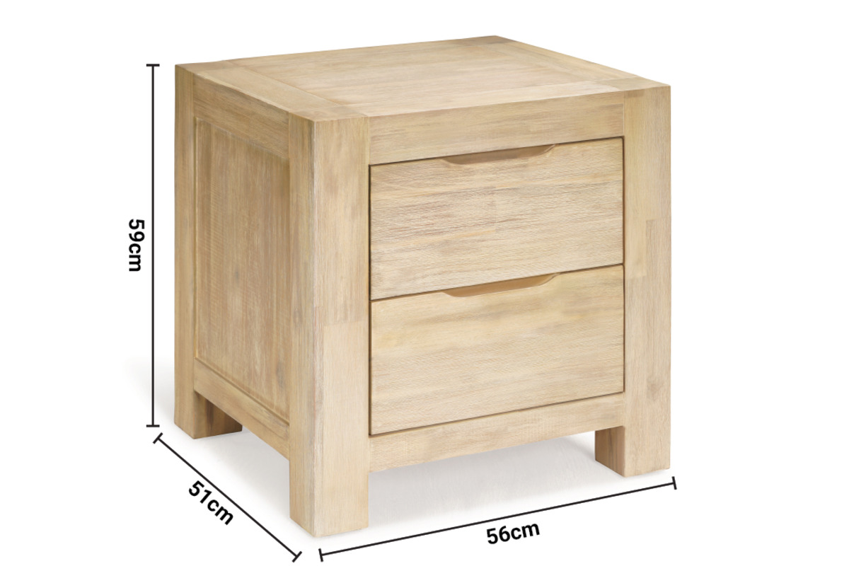 Berlin 2 Drawers Bedside Table dimensions