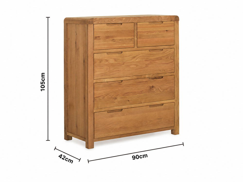Radcliff Oak 5 Drawers Chest dimensions