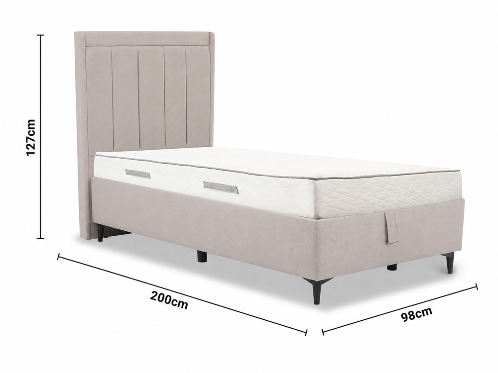 Amber Cream Ottoman 3' Single Bed Frame dimensions