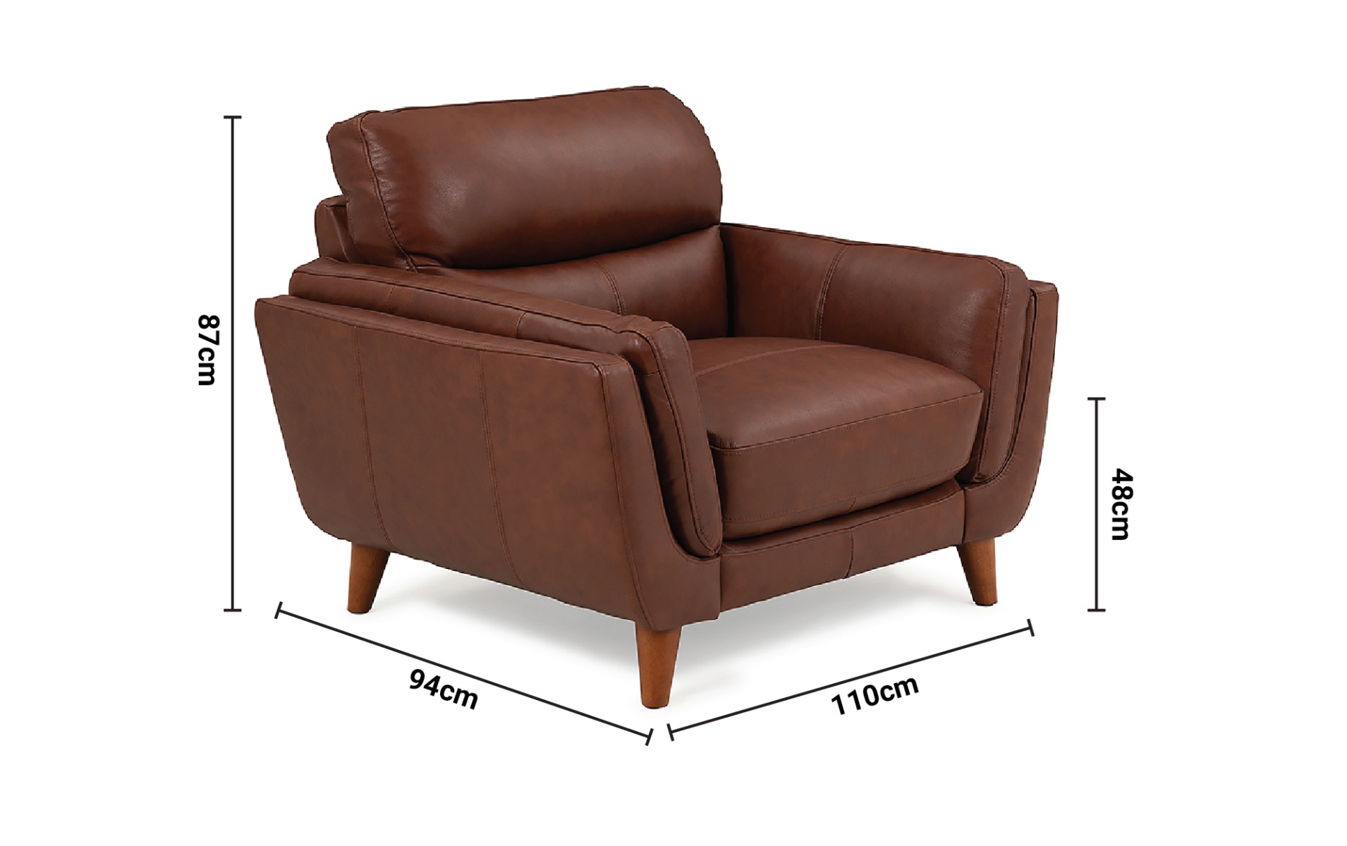 Bianca Brown Leather Armchair dimensions