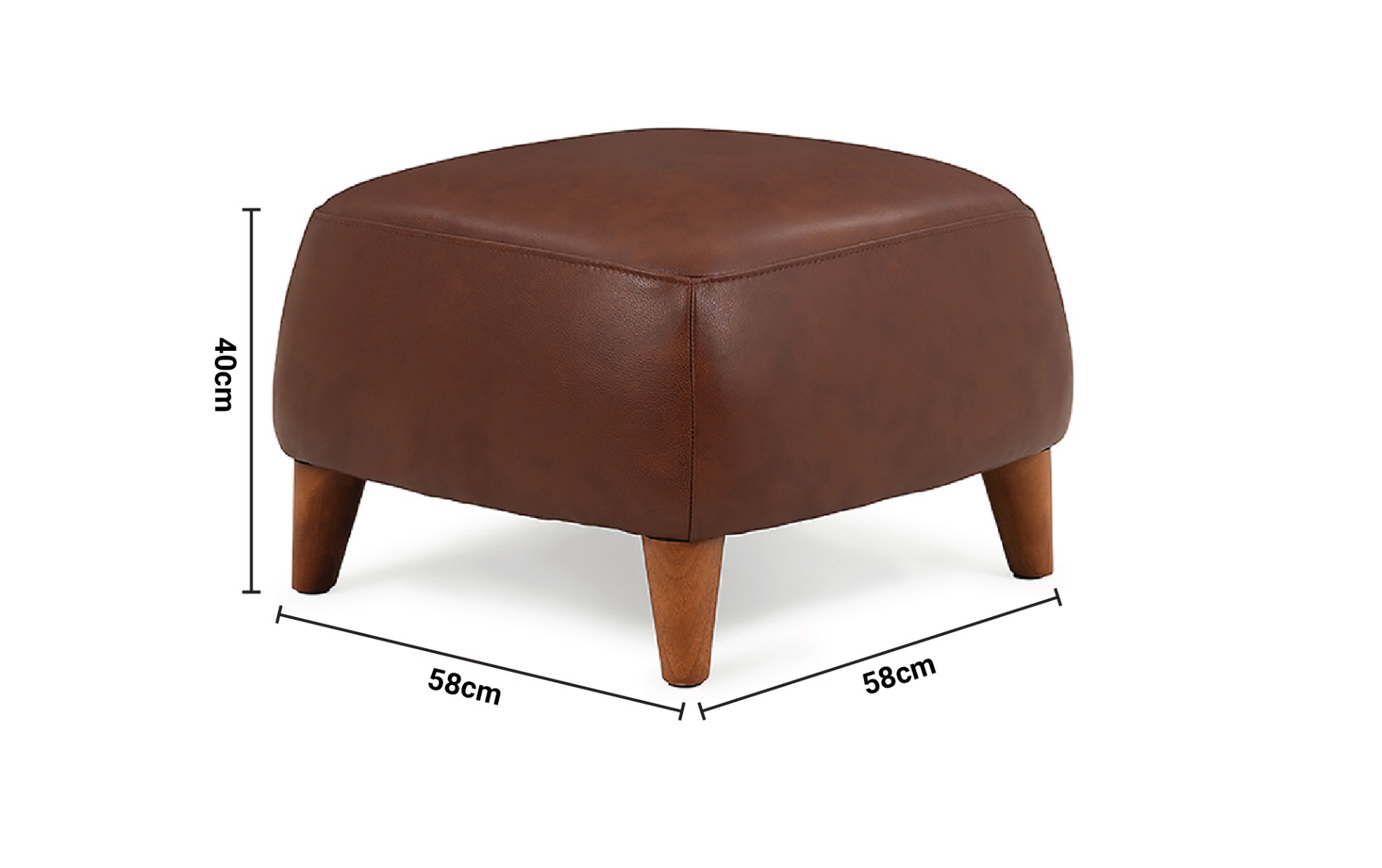 Bianca Brown Leather Footstool dimensions
