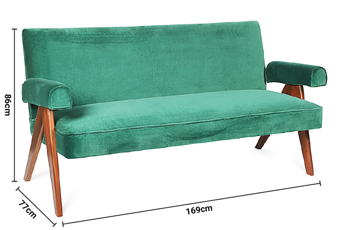 Bodi Green Velvet Sofa dimensions