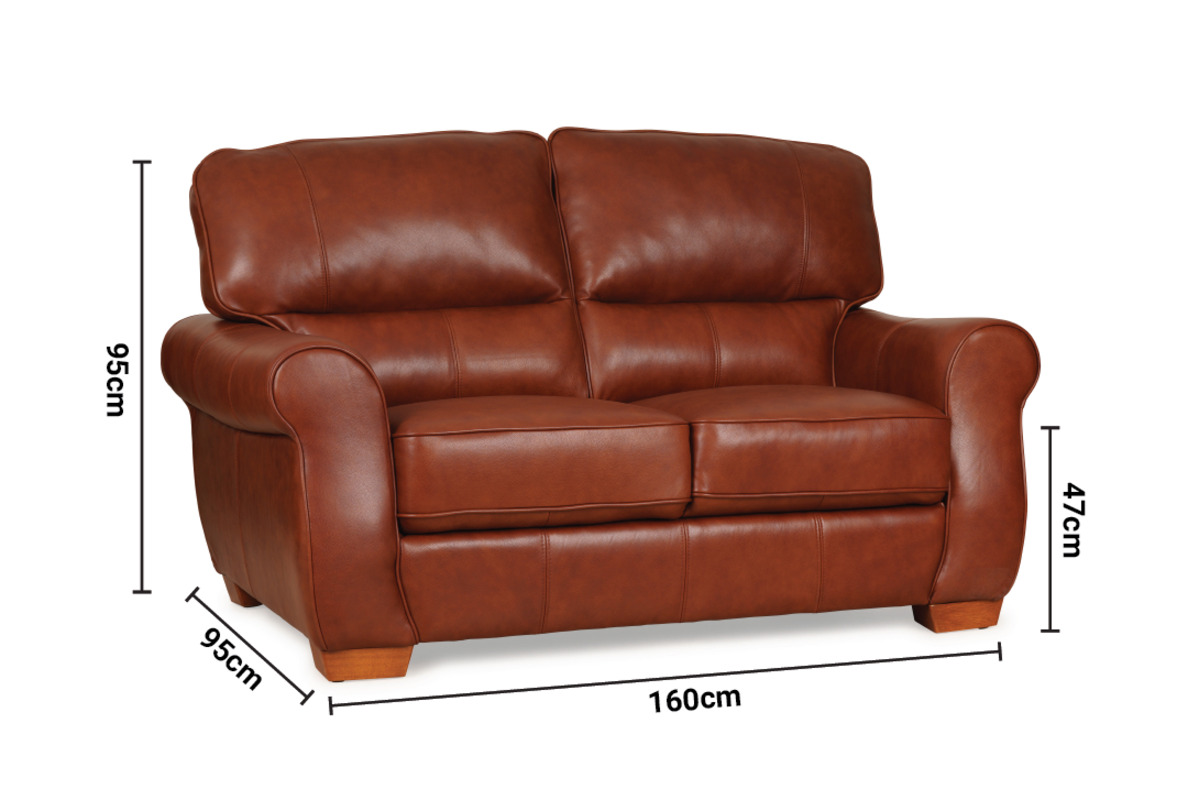 Boletelli Butterscotch Leather 2 Seater Sofa dimensions