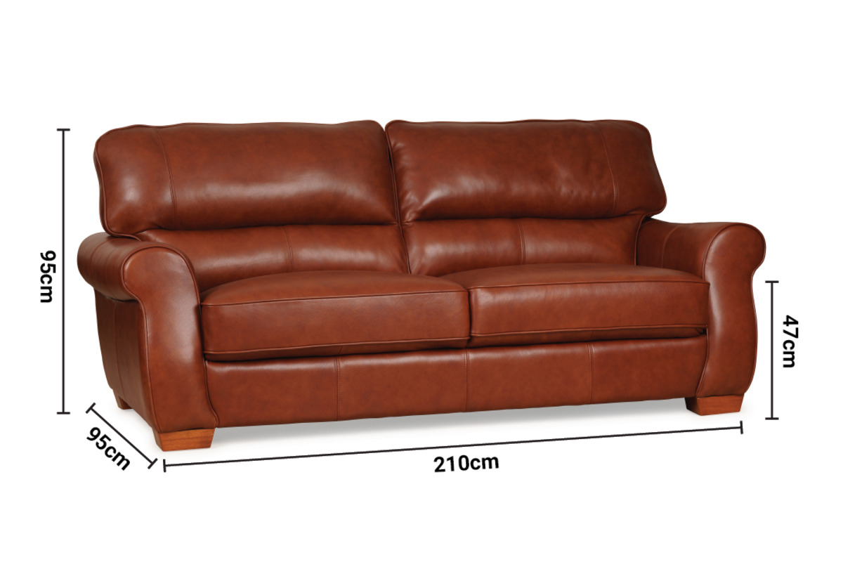 Boletelli Butterscotch Leather 3 Seater Sofa dimensions