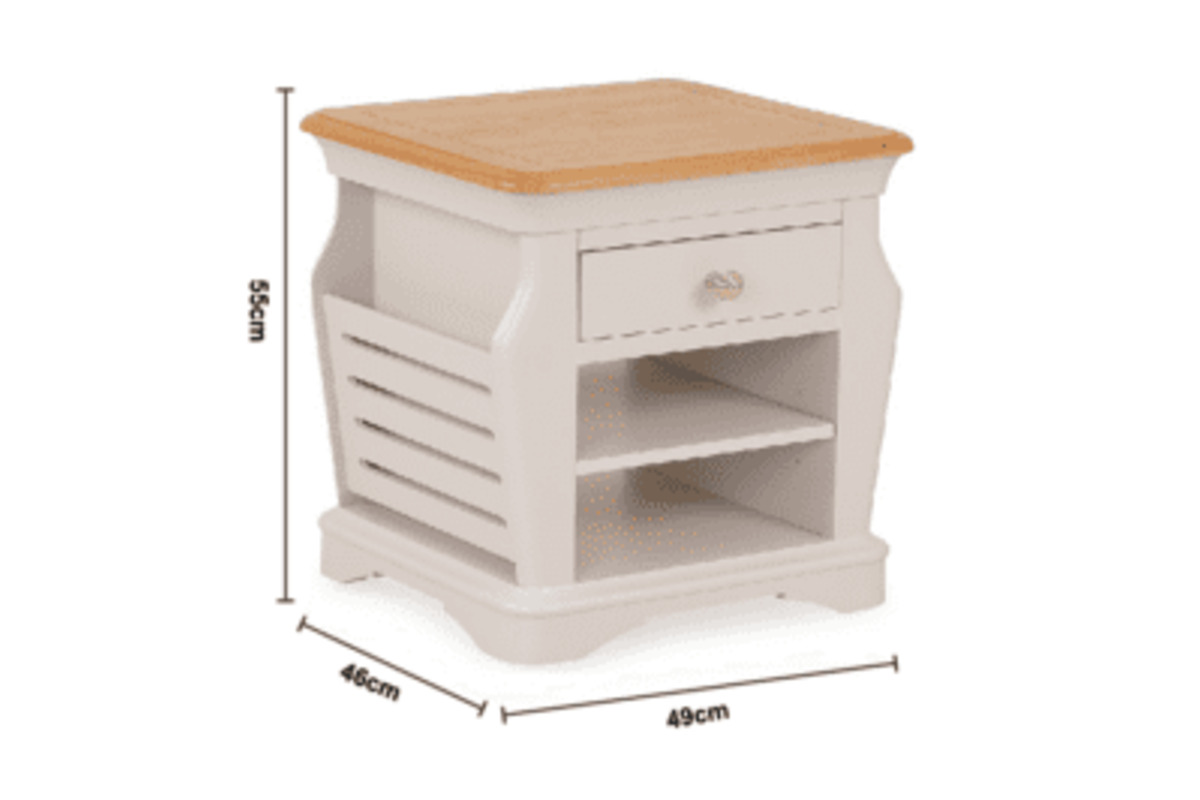 Brighton Light Grey Oak 1 Drawer Magazine Rack dimensions