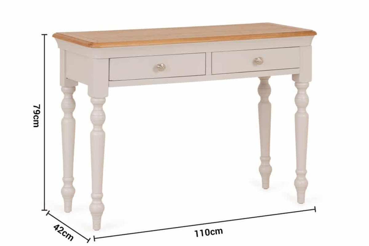 Brighton Light Grey Oak 2 Drawers Dressing Table dimensions