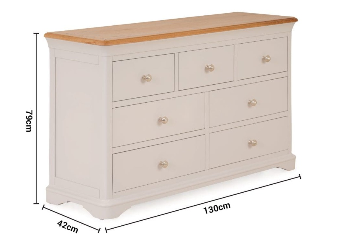 Brighton Light Grey Oak 7 Drawers Chest dimensions