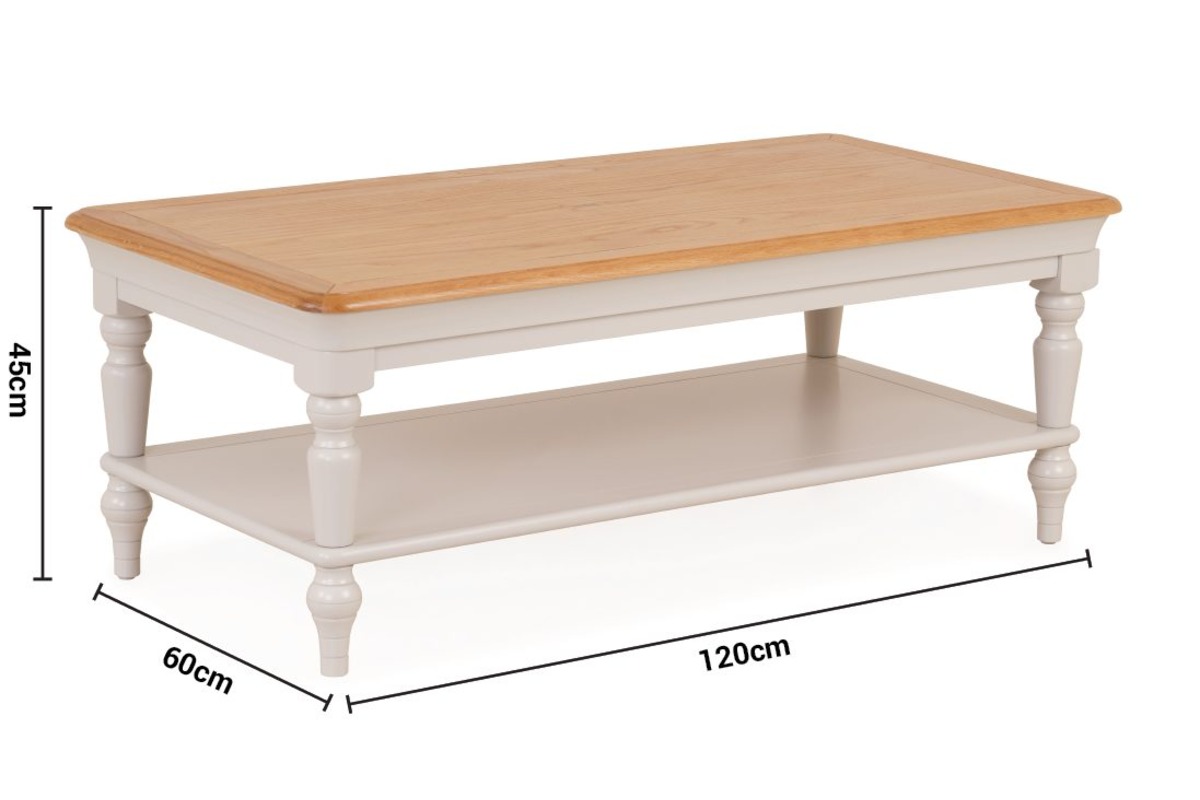 Brighton Light Grey Oak Coffee Table dimensions