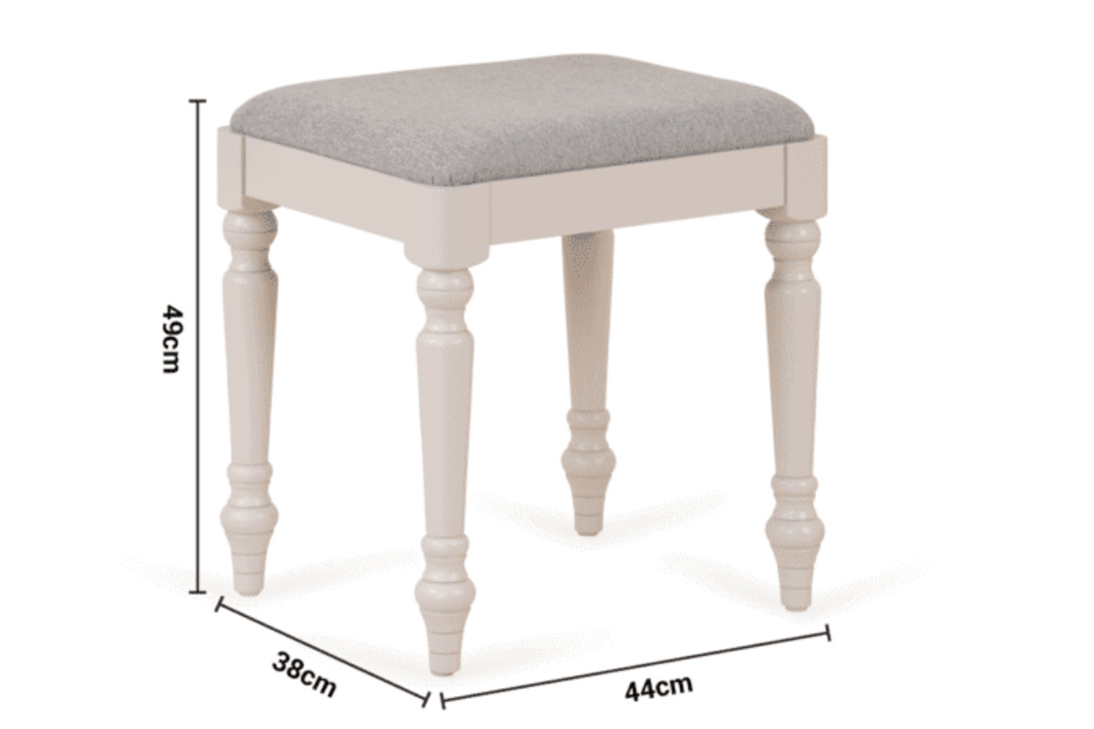 Brighton Light Grey Oak Dressing Stool dimensions