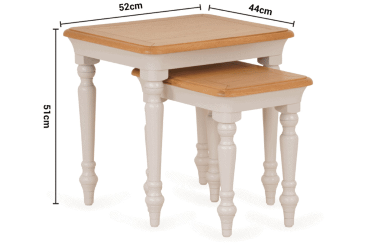 Brighton Light Grey Oak Nest of Tables dimensions