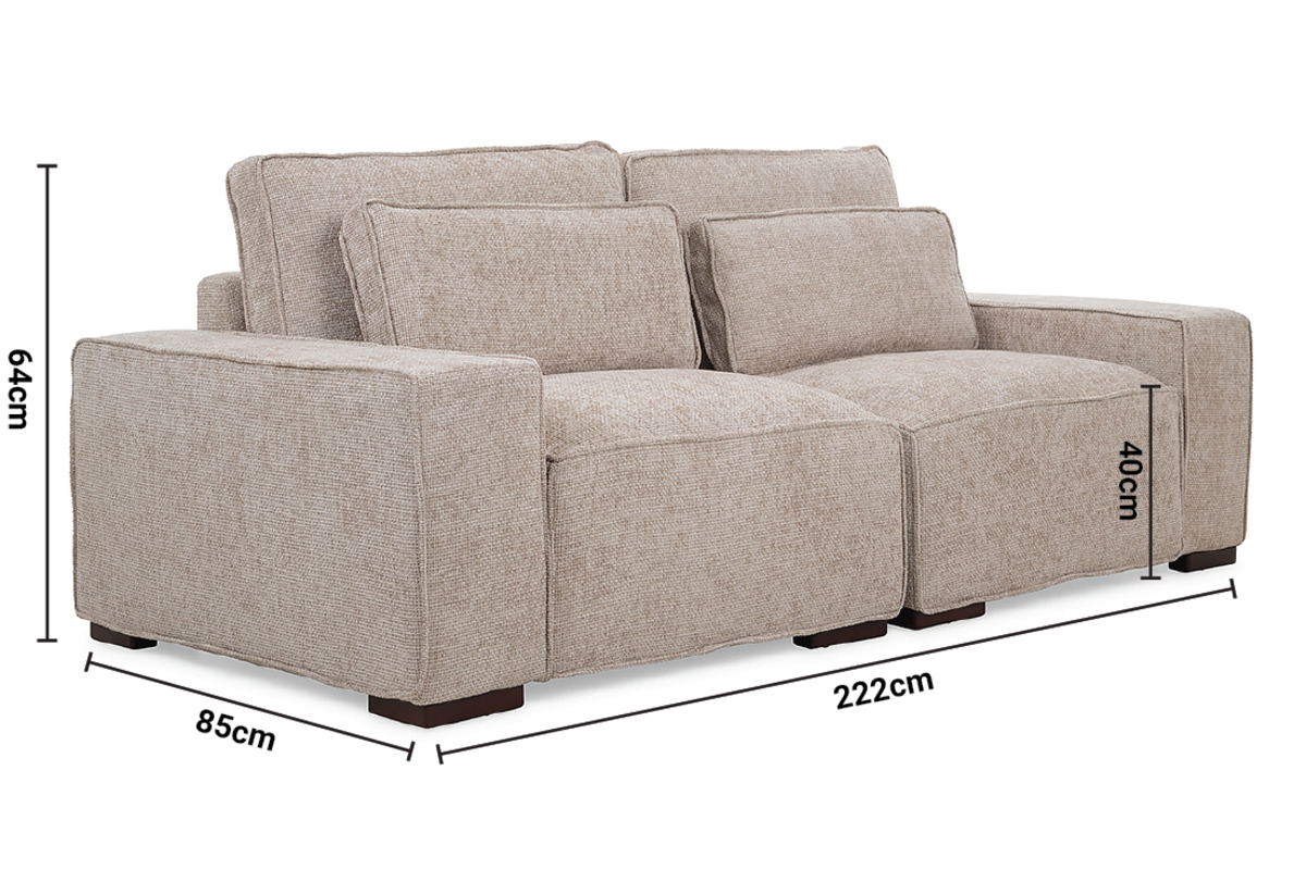 Brooklyn Cream Linen 2 Seater Sofa dimensions